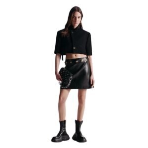 LOUIS VUITTON LEATHER TRIM CHECK MINI SKIRT