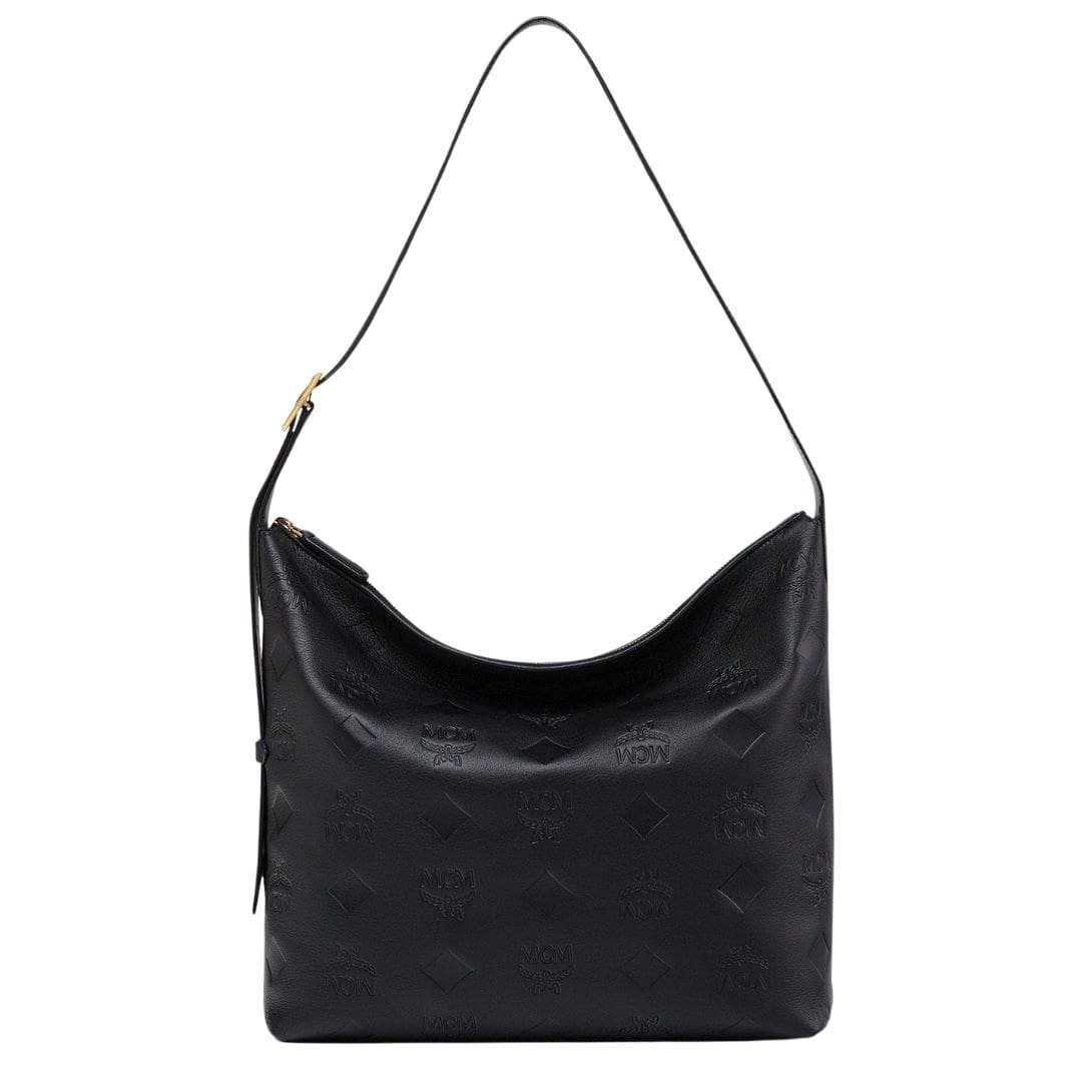 MCM LARGE AREN HOBO IN MAXI MONOGRAM LEATHER BLACK