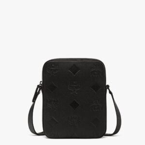 MCM MINI KLASSIK CROSSBODY IN MAXI MONOGRAM LEATHER BLACK