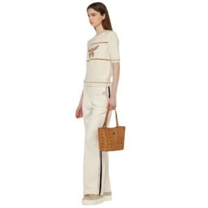 MCM MINI REVERSIBLE LIZ SHOPPER IN VISETOS COGNAC