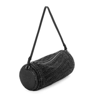 LOEWE LARGE BRACELET CLUTCH BAG IN RAFFIA AND CALFSKIN
