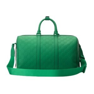 GUCCI GG RUBBER EFFECT MEDIUM DUFFLE BAG GREEN LETAHER