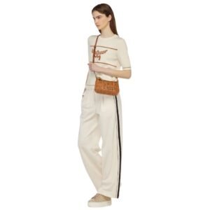 MCM MINI AREN SHOULDER BAG IN VISETOS COGNAC