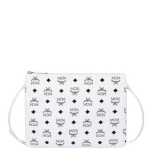 MCM MEDIUM CROSSBODY POUCH IN VISETOS ORIGINAL WHITE