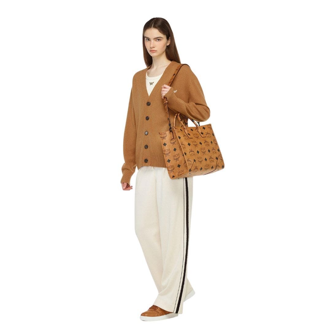 MCM LARGE MÜNCHEN TOTE IN MAXI VISETOS COGNAC - Image 4