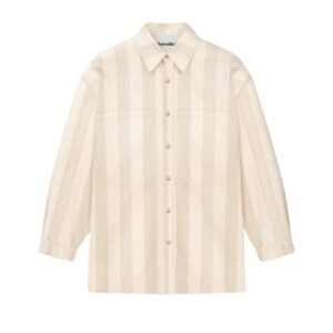 NANUSHKA BEAUX STRIPED DENIM LONG-SLEEVE SHIRT CREME