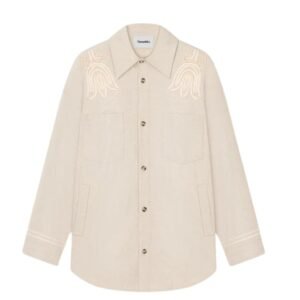NANUSHKA MARLAS EMBROIDERED WASHED CANVAS JACKET NUDE