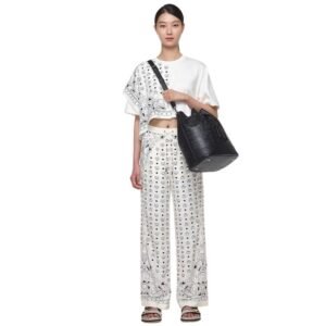 MCM LARGE DESSAU DRAWSTRING BAG IN VISETOS BLACK