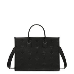 MCM LARGE MUNCHEN TOTE IN MAXI MONOGRAM LEATHER BLACK