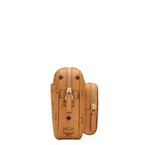 MCM SMALL AREN CROSSBODY IN VISETOS  COGNAC
