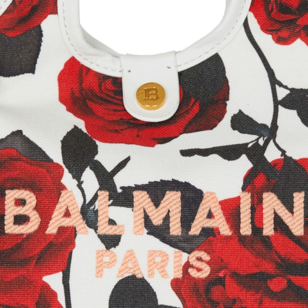 BALMAIN CANVAS B-ARMY MINI GROCERY BAG WITH A ROSES PRINT - Image 4