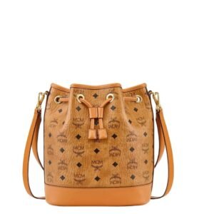MCM MEDIUM DESSAU DRAWSTRING BAG IN VISETOS COGNAC
