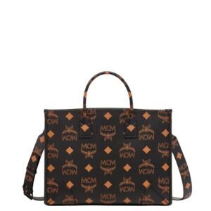 MCM LARGE MUNCHEN TOTE IN MAXI VISETOS BLACK