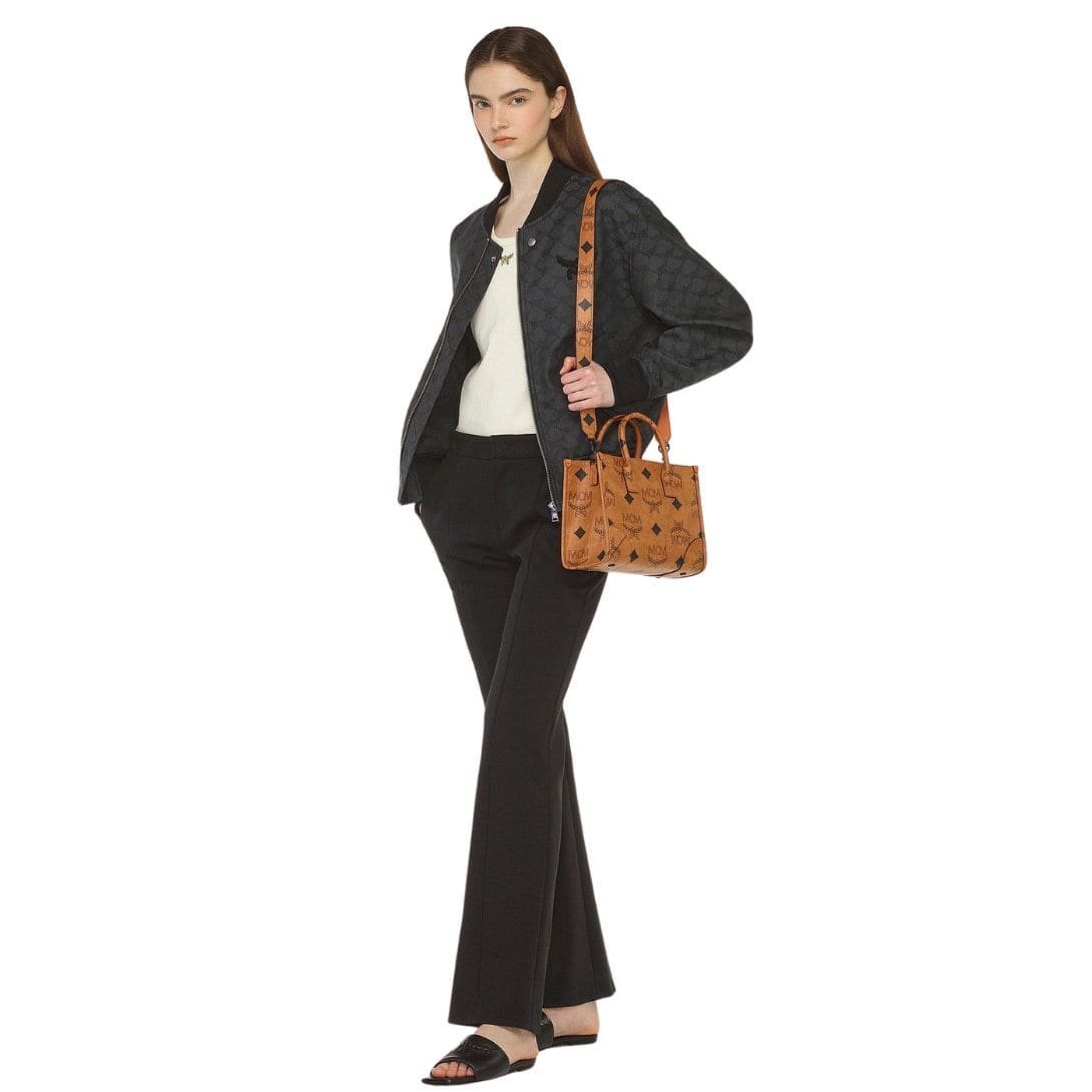 MCM SMALL MÜNCHEN TOTE IN MAXI VISETOS COGNAC - Image 3