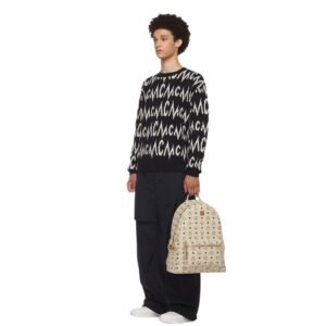 MCM MEDIUM STARK SIDE STUDS BACKPACK IN VISETOS BEIGE