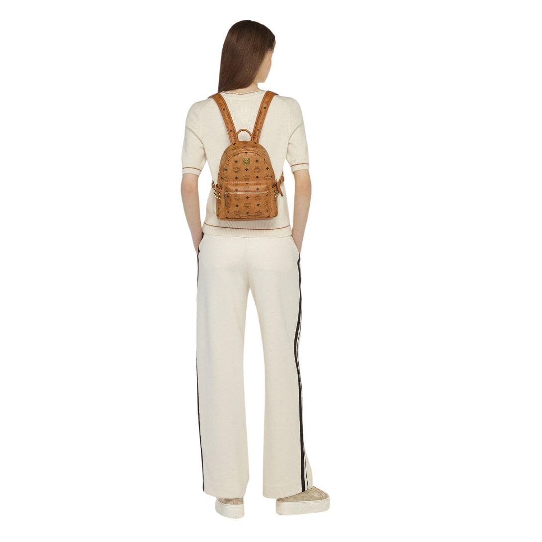 MCM MINI STARK SIDE STUDS BACKPACK IN VISETOS COGNAC - Image 3