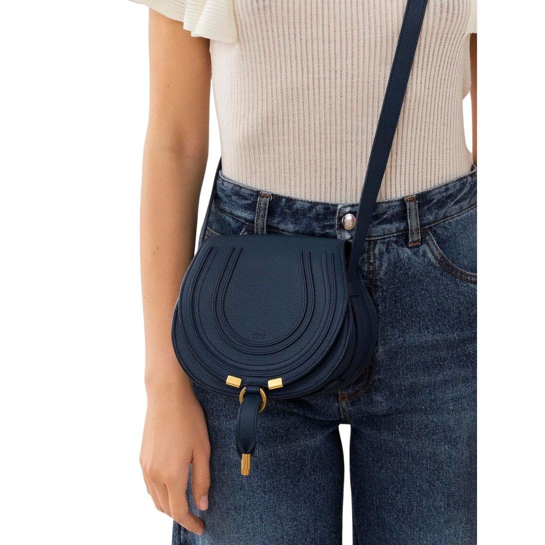 CHLOE MARCIE SMALL SADDLE BAG NAVY - Image 2