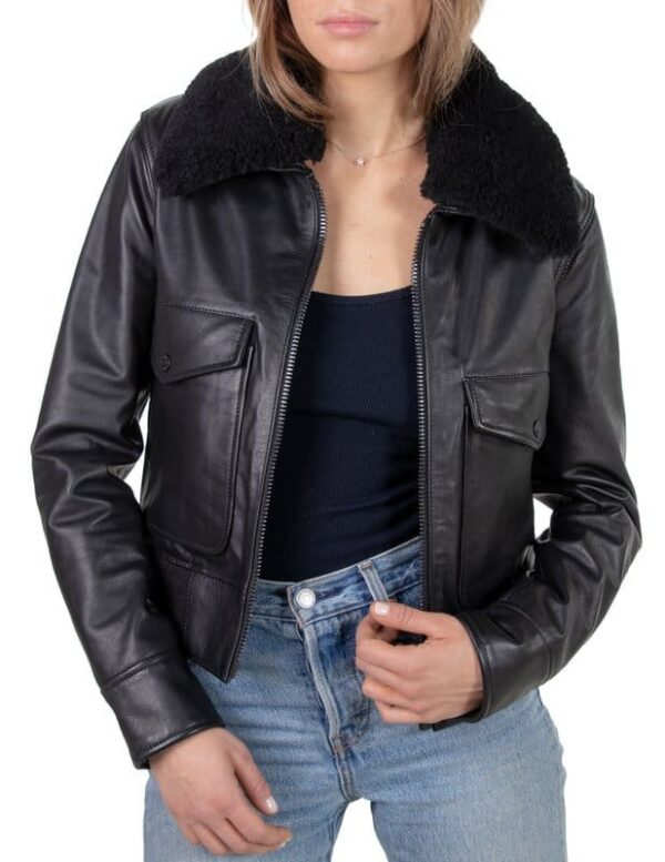 Women's Cowhide Bomber Jacket - Image 4