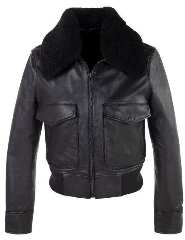 Women's Cowhide Bomber Jacket - Image 5