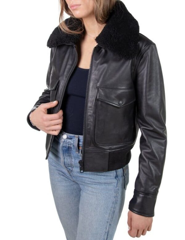 Women's Cowhide Bomber Jacket - Image 6