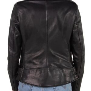 Women’s 23 Waxy Natural Grain Cowhide Perfecto Asymmetrical Leather Jacket