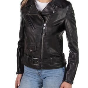 Women’s 23 Waxy Natural Grain Cowhide Perfecto Asymmetrical Leather Jacket