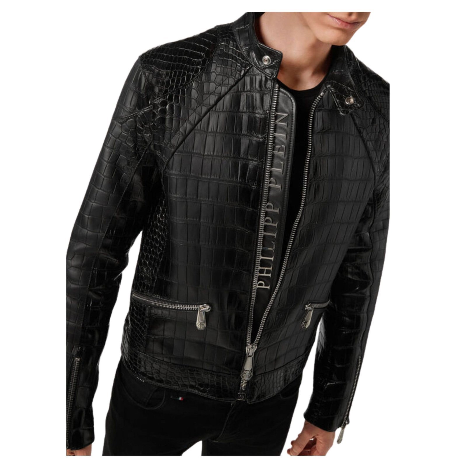PHILIPP PLEIN LEATHER CROCODILE JACKET LUXURY - Image 5