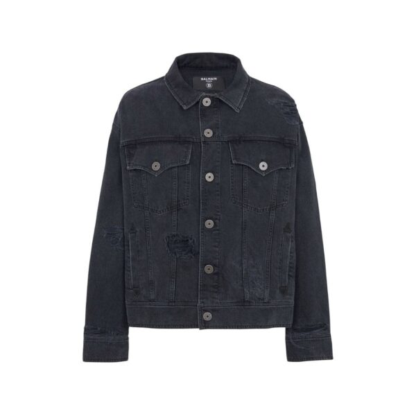 BALMAIN WORN EFFECT DENIM JACKET