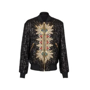 BALMAIN ZIPPED JACKET WITH EMBROIDERY