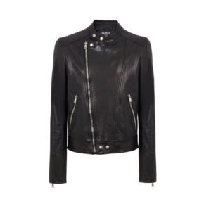 BALMAIN ZIPPED LEATHER BIKER JACKET