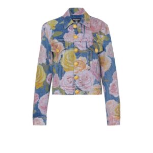 BALMAIN DEINM JACKET WITH PASTEL ROSES