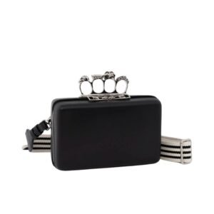 ALEXANDER MCQUEEN MANS THE KNUCKLE TWISTED CLUTCH IN BLACK