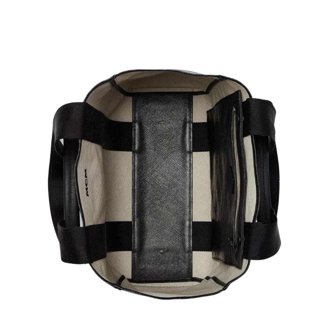 MCM REVERSIBLE DIAMOND TOTE IN CANVAS LEATHER MIX BLACK - Image 6