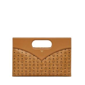 MCM DIAMOND TOTE IN VISETOS LEATHER MIX COGNAC