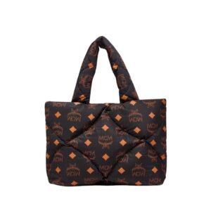MCM LARGE MUNCHEN QUILTED TOTE IN MAXI MONOGRAM NYLON BLACK