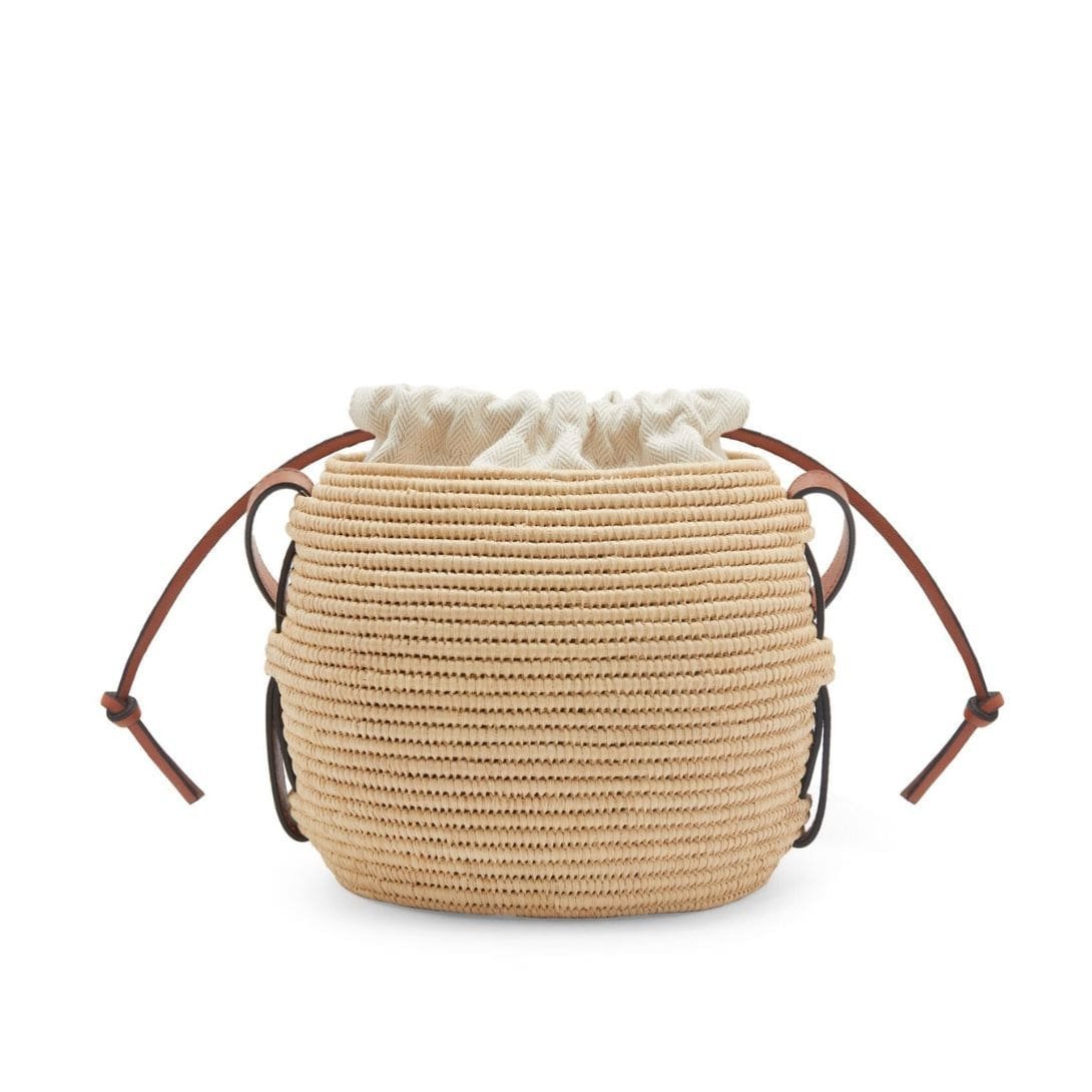 LOEWE BEEHIVE BASKET BAG IN RAFFIA AND CALFSKIN - Image 3