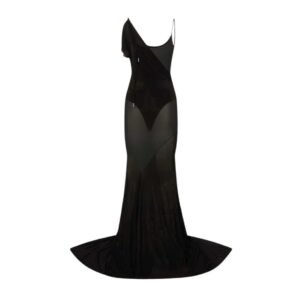 THE ATTICO BLACK LONG DRESS