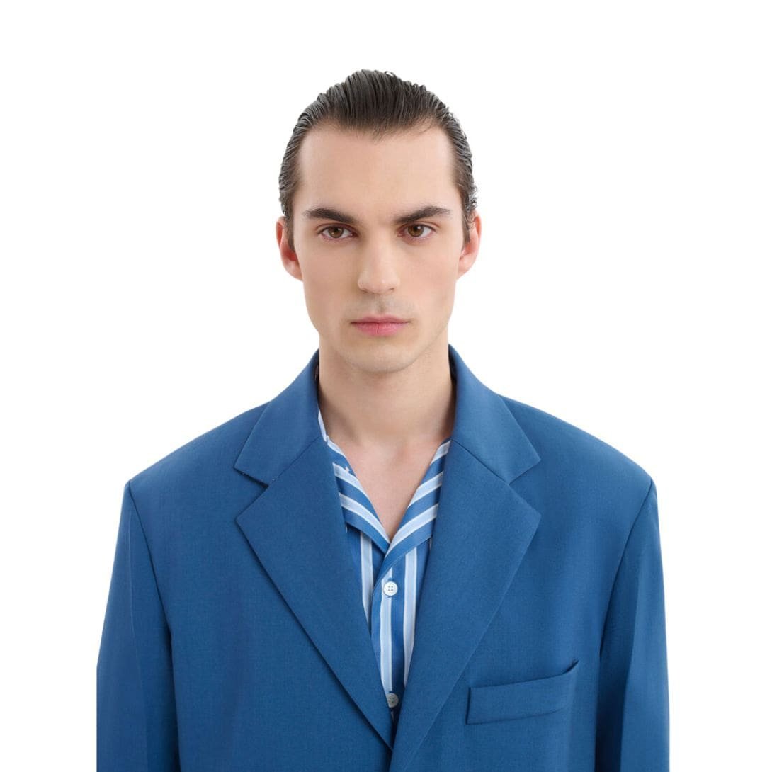 MARNI BLUE WOOL MOHAIR BLAZER WITH MARNI MENDING - Image 5