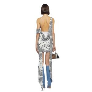 THE ATTICO “RANYA” WHITE AND BLACK BANDANA MINI DRESS