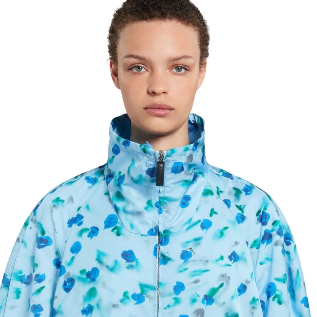 MARNI LIGHT BLUE GATHERED TAFFETA PARKA WITH REVERIE PRINT - Image 5
