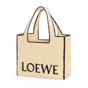 LOEWE FONT TOTE LARGE BAG IN RAFFIA