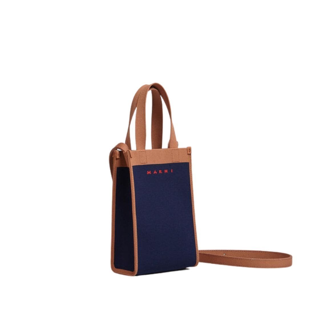 MARNI BLUE AND BROWN JACQUARD SHOULDER BAG - Image 6
