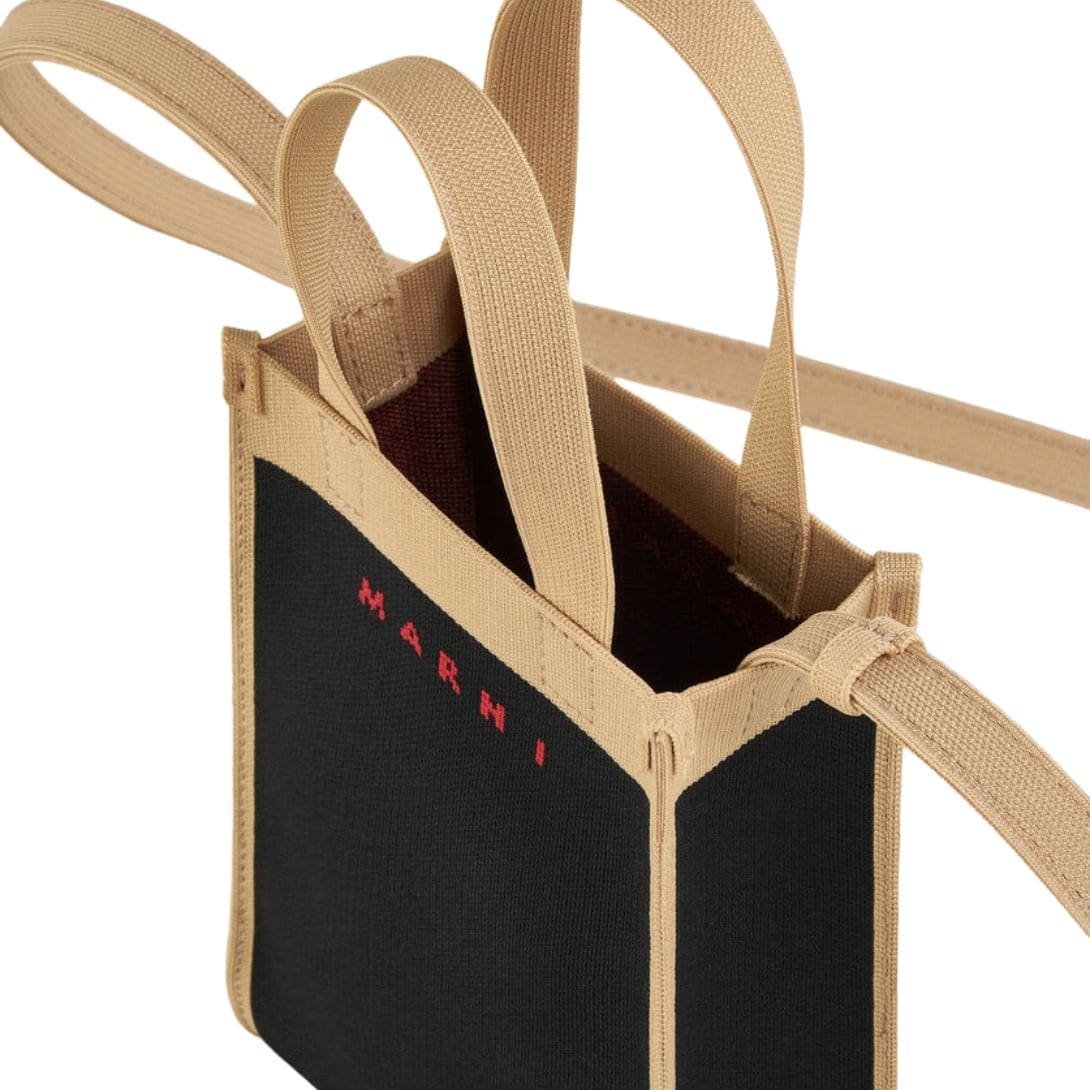 MARNI BLACK AND BEIGE JACQUARD MINI SHOULDER BAG - Image 2