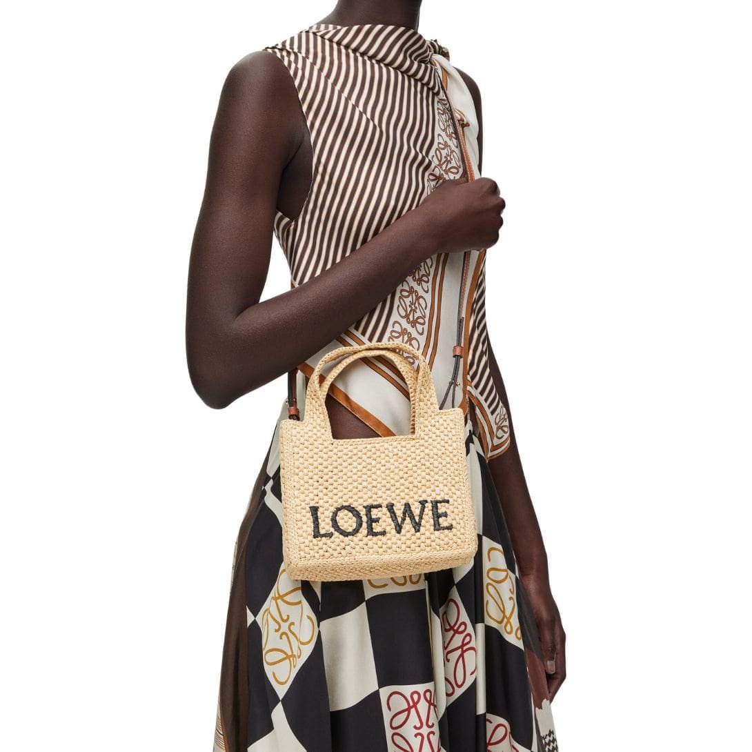 LOEWE FONT TOTE MINI BAG IN RAFFIA - Image 8