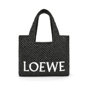 LOEWE FONT TOTE SMALL BAG IN RAFFIA