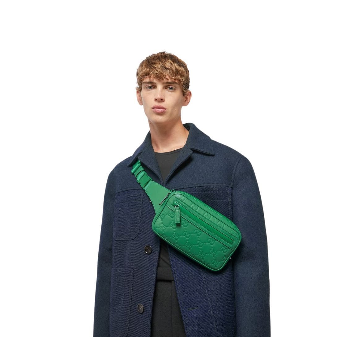 GUCCI GG RUBBER EFFECT BELT BAG IN GREEN - Image 4