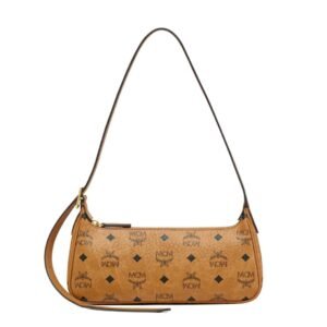 MCM AREN SHOULDER BAG IN VISETOS COGNAC