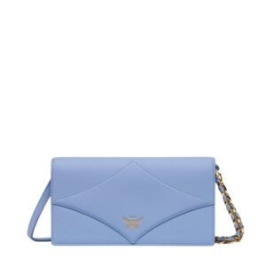 MCM LARGE DIAMOND CHAIN WALLET IN SPANISH CALF LEATHER BLUE