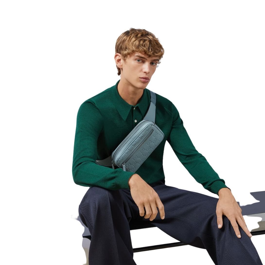 GUCCI GG RUBBER EFFECT BELT BAG IN LIGHT BLUE - Image 7