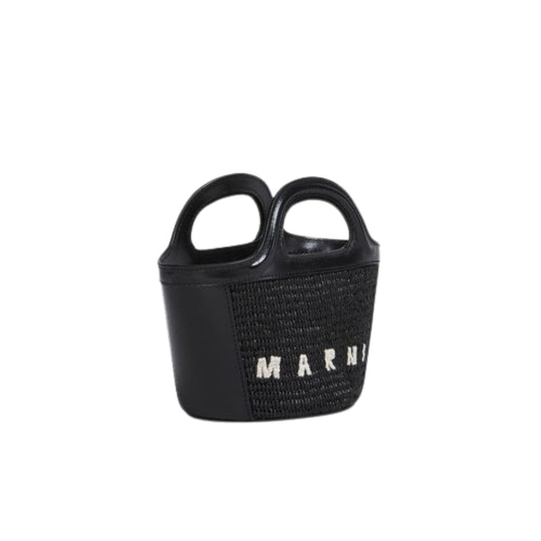 MARNI TROPICALIA MICRO BAG IN LEATHER AND RAFFIA EFFECT FABRIC - Image 5